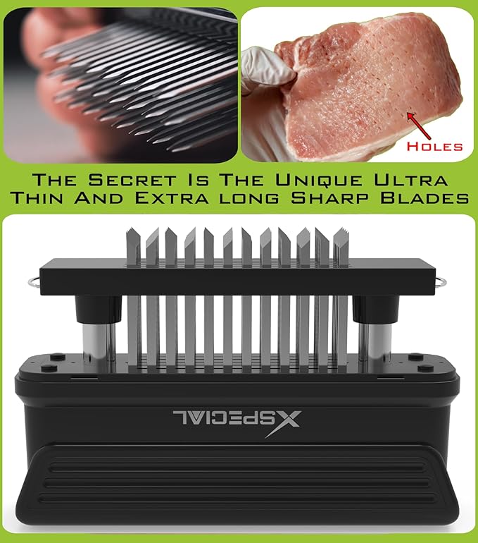 BOLD XL 60 BLADE MEAT TENDERIZER - The Only Tool You'll Ever Need: Cheap Cuts Taste Steakhouse-Quality | (3,063+ 76% 5-Star) Dishwasher-Safe Needle Stainless Steel That Transforms Steak in 90 Seconds