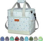 iknoe Large Cooler Bag Collapsible, 15L Insulated Bags, Leakproof Lunch Cooler Tote with Multi-Pockets for Adult, Insulated Lunch Box for Beach, Picnic,Work, Nattier Blue 24-Can