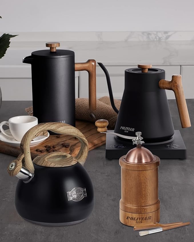 POLIVIAR Tea Kettle, 2.7 Quart Stovetop Tea Kettle, Audible Whistling Teapot, Food Grade Stainless Steel for Anti-Rust, Anti Hot Handle, Suitable for All Heat Sources (JX2022-MH30)