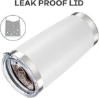 20 oz Tumbler with Lid Stainless Steel Double Wall Vacuum Insulated Tumblers Powder Coated Cups Travel Mug Keep Drinks Cold and Hot, White