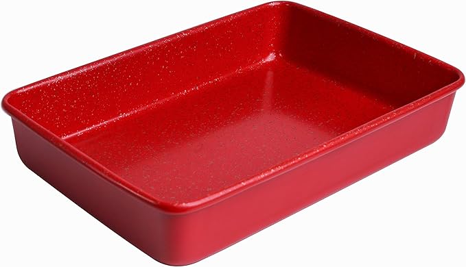 casaWare 11 x 9 x 2-inch Toaster Oven Ultimate Series Commercial Weight Ceramic Non-Stick Coating Baking Pan (Red Granite)