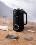 32oz Automatic Soy Machine for Homemade Almond, Oat, Coconut, Soy, Plant Based Milks and Non Dairy Beverages with Delay Start/Keep Warm/Self-Cleaning/Boil Water, Black