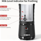 Milk Frother, Paris Rhône 4-in-1 Milk Steamer and Frother, Hot & Cold Foam Milk Warmer with Temperature Control, Auto Shut-Off Frothers for Coffee, Latte, Cappuccino, Macchiato
