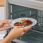 bestone 7.5 Inch Porcelain Salad Plates Set, Porcelain Dessert/Salad Plate，Classic Round with Wide Rim, Lead-Free,Dishwasher, Microwave, Freezer, Oven Safe, for Everyday Use-Set of 4，Grey