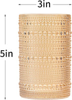XKXKKE Amber Hobnail Beaded Drinking Glasses Set of 12, 15 oz Vintage Glassware Set Romantic Water Glasses Tumbler, Water Cups, Clear Embossed Glassware Set for Beer, Juice, Cocktail, Soda, Beverages