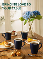 Sweese Porcelain Coffee Mugs - 16 Ounce (Top to the Rim) for Coffee, Latte, Tea, Cocoa, Set of 4, Navy