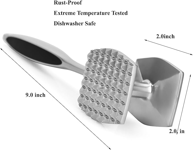 Meat Tenderizer Meat Hammer Mallet Tool Pounder For Tenderizing Steak Beef And Poultry. With Rubber Comfort Grip Handle.Dishwasher Easy