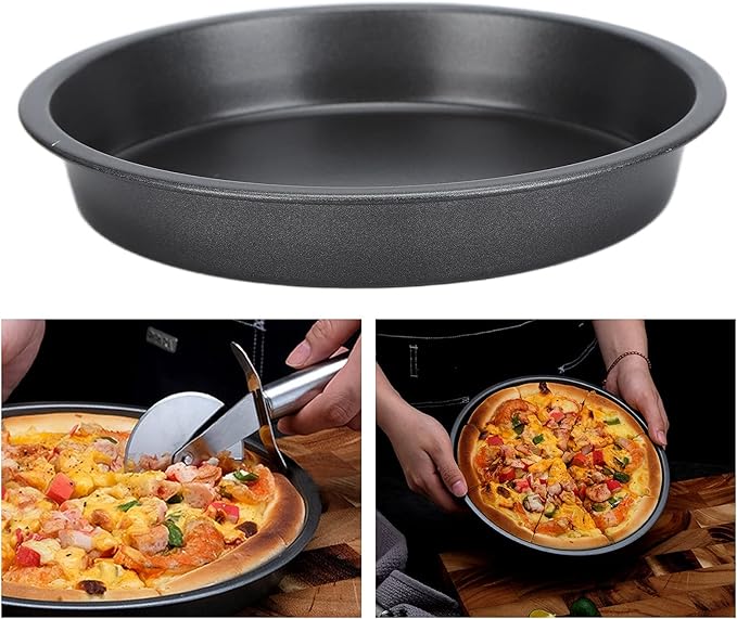 2Pcs Pizza Pan, 6in/9in/10in/12in Deep Dish Round Pizza Pan for Oven, Non Stick Thickened Carbon Steel Baking Pan for Home Kitchen, Dishwasher Safe(6in)