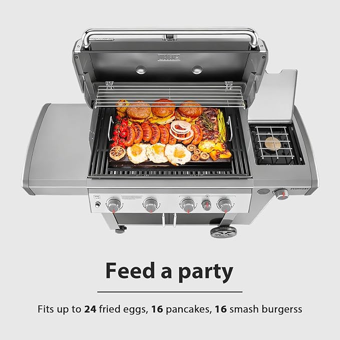 Utheer 25" x 16" Pre-Seasoned Nonstick Cast Iron Griddle for Gas & Charcoal Grills – Universal Flat Top with Grease Groove, Reinforced Ridges & High Sidewalls, Great for Parties, Camping & Tailgating