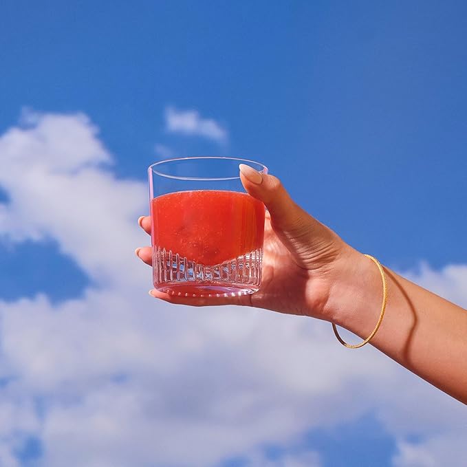 NUDE Whiskey Glasses Set of 4 – Caldera 9.25 oz Lead-Free Crystal Old Fashioned Rocks Glasses for Whisky, Scotch & Bourbon – V-Shape Motif Base, Dishwasher Safe Barware