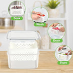 TBMax 12 Pieces Fruit Storage Containers for Fridge Organizers and Storage, 6 Pack Large Produce Saver with Airtight Lid & Colander for Berry Lettuce Salad Vegetable Storage, Refrigerator Organizer