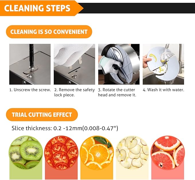 WICHEMI Electric Vegetable Slicer Commercial Fruit Slicer Cabbage Shredder Machine 2 IN 1 Manual Electric Vegetable Slicers Machine Stainless Steel Food Slicing Machines