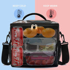 FlowFly Insulated Reusable Lunch Bag Adult Large Lunch Box for Women and Men with Adjustable Shoulder Strap,Front Zipper Pocket and Dual Large Mesh Side Pockets,BlackCamo