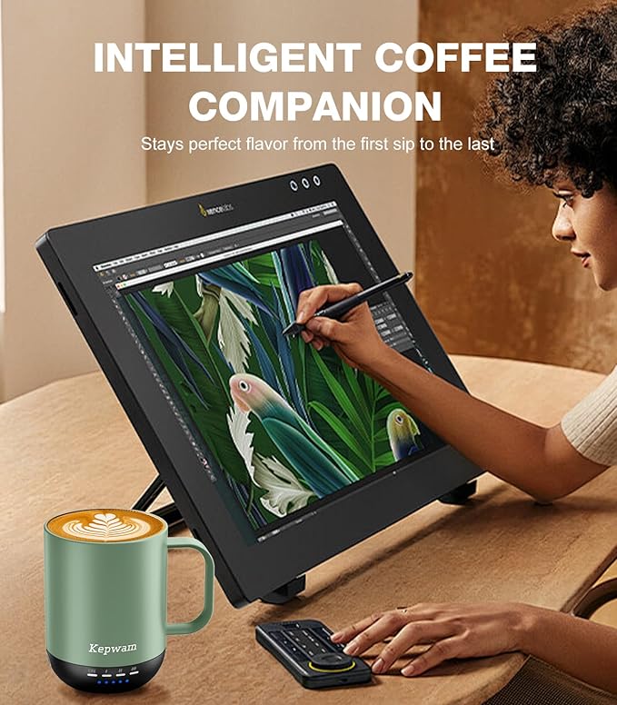 Heated Coffee Mug T1-14oz Fast Heating & Longer Battery Life Self Heating Coffee Mug Hot to 149℉ - Touch & App Controlled Mug Coffee and Hot Beverage Warmer, Gifts for Women and Men