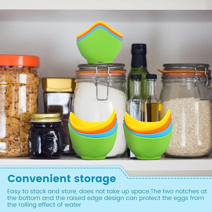 8Pcs Silicone Egg Poacher Nonstick Egg Poaching Cups Poached Egg Easy Silicone Egg Poacher Cups for Stovetop Air Fryer Cooking Accessories