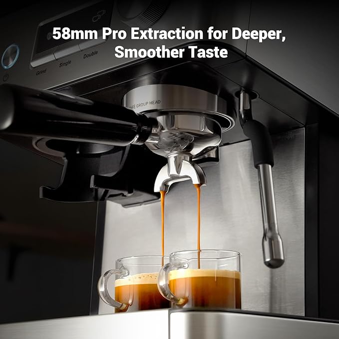 Gevi 20 Bar Espresso Machine with Grinder & Milk Frother, Professional Coffee Maker for Home, Cappuccino & Latte, Removable Water Tank, Steam Wand