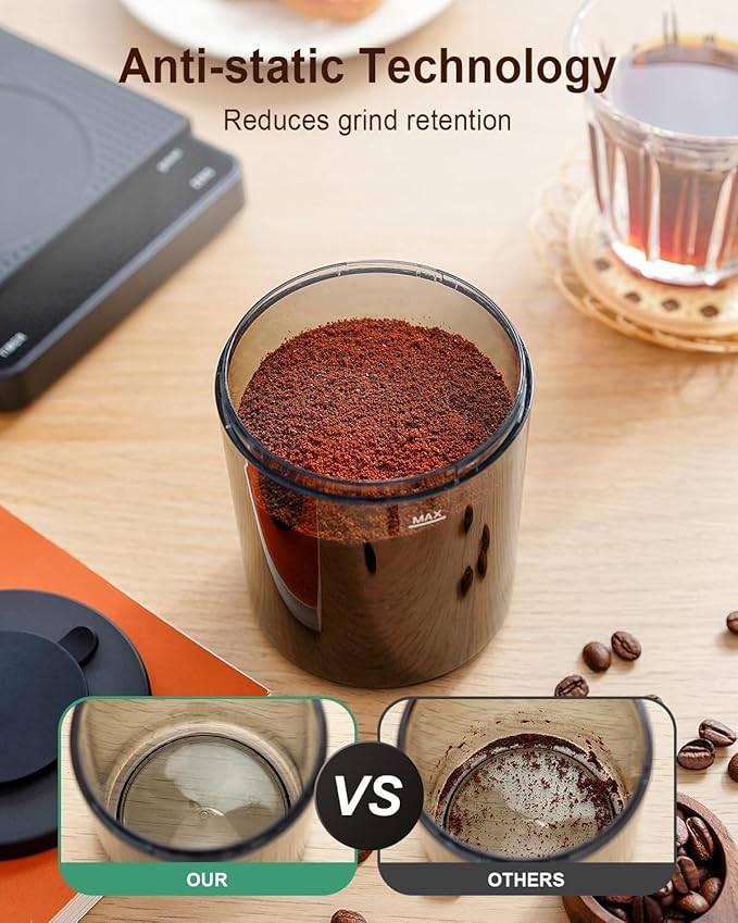 MOKKOM Coffee Grinder with 31 Precise Settings, Anti-Static, Quiet Conical Burr Coffee Bean Grinder for Home Use, Stainless Steel, 30 Seconds Timer & 1-8 Cup, LCD Display, Easy to Clean