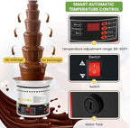 Chocolate Fountains Commercial 7 Tiers 18Lbs Large Chocolate Waterfall Machine Stainless Steel Chocolate Melting Fondue Set Easy Assembly for Nacho Cheese BBQ Sauce Liqueurs Digital-control
