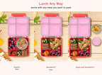 Bento Box for Kids - Leak-Proof Lunch Box with Insulated Thermos Food Jar - 4 Compartments, 1 Removable Divider, 1Spoon, 1 Fork - Dishwasher Safe, BPA-Free (Pink)