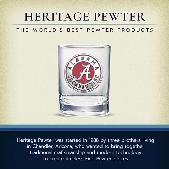 Heritage Pewter University of Alabama Clear 14 oz Glass