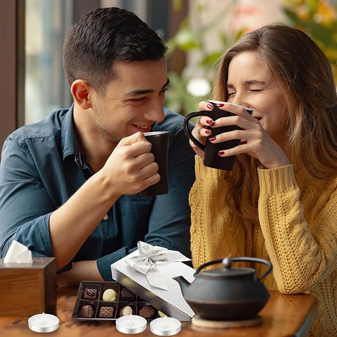 Honeydak Chocolate Fondue Mug with Fork and Candle Sweet Ceramic Personal Chocolate Melting Cup Chocolate Fondue Mug Ideal Gifts for Birthday Date Night Birthday Wedding Gifts (Brown)