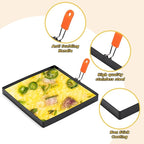 Patelai 4 Pack Square Egg Ring 6 Inch Large Stainless Steel Frying Egg Molds Griddle Pancake Shapers with Orange Silicone Handle Oil Brush for Household Breakfast Omelette Sandwich Cooking Tool