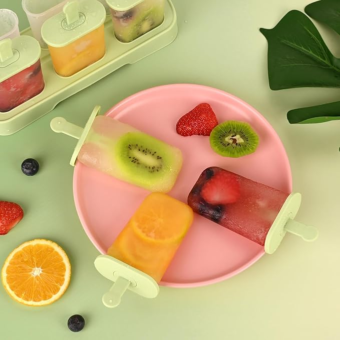 WMKGG Popsicles Molds Set, 6 PCS Ice Pop Mold,Homemade Ice Cream Mould with Sticks, Popsicle Maker(Green)