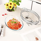 Casserole Dish 11.5" x 8" Glass Baking Dish with Stainless steel Lid and rack, Silver oval 2 Qt Baking Pan For Casserole & Lasagna, Microwave Dishwasher Freezer Oven Safe