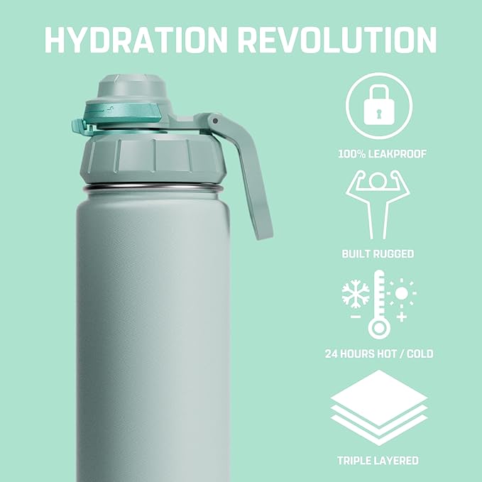 Vesmoon Vessence 24 Oz Stainless Steel Tea Infuser Bottle for Loose Leaf Tea, Water, Herbs, Fruits - Triple Layered Insulated, Leak Proof Bottle with Lid and Clip Handle - 24 Hours Hot/Cold