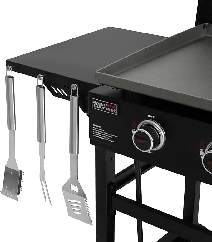 Royal Gourmet GB4000P 4 Burner Propane Gas Griddle with Hard Cover and Foldable Side Tables, 35-Inch Flat Top Grill with 766 Sq. In. Cooking Area for Backyard and Tailgating, Black
