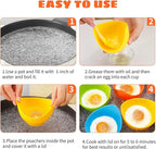 Poached Egg Cooker - Egg Poaching Cups, Non-Stick Silicone, Microwave & Stovetop, 4 Pack, BPA Free
