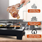 Raclette Table Grill, CUSIMAX Indoor Grill Electric Grill, Portable Korean BBQ Grill with 2 in 1 Reversible Non-stick Plate & Natural Grill Stone, 8 Raclette Pans 8 Wooden Spatulas for Family Fun