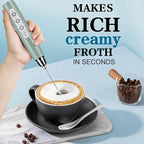 Milk Frother Handheld for Coffee, Electric Whisk 3 Speed Adjustable, Drink Mixer with Stainless 3 Whisks, Rechargeable Hand Frother Wand, Foam Maker for Latte Cappuccino Hot Chocolate Egg Green