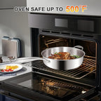 EWFEN 12 Inch Tri-Ply Stainless Steel Frying Pan, 5-Quart Deep Saute Pan with lids, PFOA&PTFE Free Skillet, Induction Cooking Pan, Dishwasher&Oven Safe,Works on All Cooktops