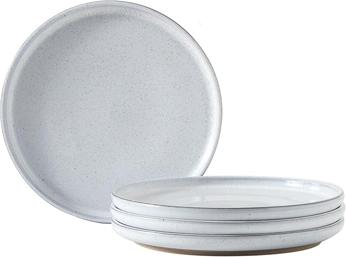 Ceramic Dinner Plates Set of 4,Stoneware 8 Inch,Microwave,Dishwasher and Oven Safe,Porcelain Dessert Plates for Pasta,Salad and Steak,Dishes Set for Kitchen,Scratch Resistant,White