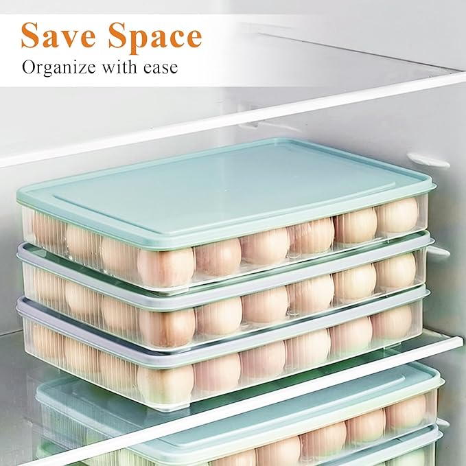 3 Pcs Deviled Egg Containers with Lid,72 Count Plastic Egg Holder and Deviled Egg Injector Piping Tool,Portable Storage Carrier Fridge Stackable Countertop Egg Platter for Easter Picnic Party
