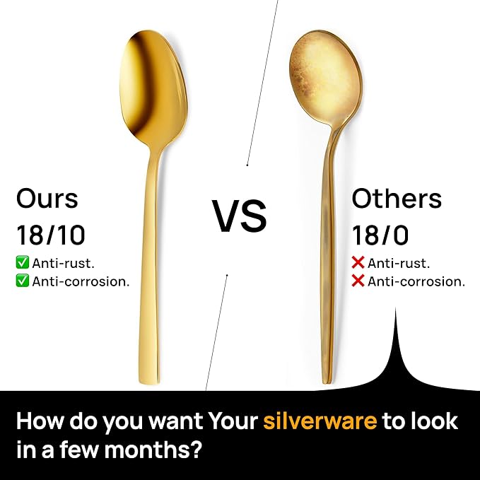 Home Haven Luxury Gold Silverware Set for 8, Heavy Duty Gold Flatware Set for 8, 18/10 Stainless Steel Cutlery Dishwasher Safe, Flatware for Special Occasions, Home & Restaurant Use (48 Pieces for 8)