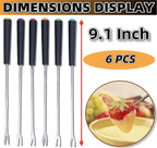 6Pcs Stainless Steel Fondue Forks 9.1" Fondue Sticks Fondue Cheese with Heat Resistant Handle Color Fondue Set for Grill Cake Chocolate Meat Fruits Cheese Fondue Fountain Roast Marshmallows Dessert