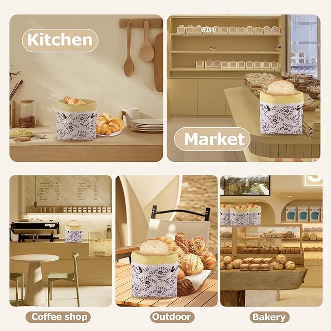 2 Pack Reusable Beeswax Bread Bag,Large Linen Sourdough Bread Bags,Freshness Can be Refrigerated Storage Sourdough Bags