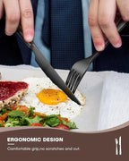 Black Silverware Set for 12, Ollex 60-Piece Black Flatware Set Include Forks Spoons and Knives Stainless Steel Eating Utensils Sets Mirror Finish Tableware Kitchen Cutlery Sets, Dishwasher Safe