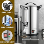 Commercial Coffee Urn Large Coffee Maker 100 Cup Coffee Maker Industrial Coffee Dispenser 1300W Quick Brew Dual Wall Stainless Steel Hot Water Urn Tea Maker Machine for Wedding, Catering, Events