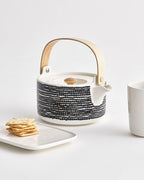 MARIMEKKO Oiva Räsymatto Stoneware Teapot — Refine Your Kitchen Décor with Our Iconic Black & White Stoneware — Stylish Ceramic Teapot with Tea Infuser Lid (26.63 oz)