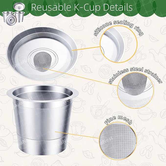 Reusable K Cups for Keurig 1.0, Stainless Steel Reusable Coffee Pods for Keurig, Keurig Reusable Pods, Refillable Coffee Filter, Eco-Friendly, BPA-Free (2 * new for Keurig 1.0)