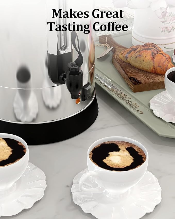 18L 4.8Gal Large Capacity Stainless Steel Electric Coffee Percolator,Hot Cafe Dispenser with Auto Keep-Warm and Fast Brew,for Party Buffet Catering