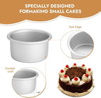 CURTA 4 Inch Round Cake Pan, 4x2 inch 6 Set Anodized Aluminum Round Baking Pan, Small Cake Pan Non-Toxic & Heavy Duty, Deep Side, Easy Clean & Dishwasher Safe