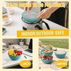 Homienly Bowls with Lids, Wheat Straw Bowl Set of 4-40 OZ Cereal Bowls and Silicone Edge Lids,Unbreakable Food Containers for Meal Prep, Salad, Lunch, Kitchen, Camping, Picnic, RV (4 Sets,Green)