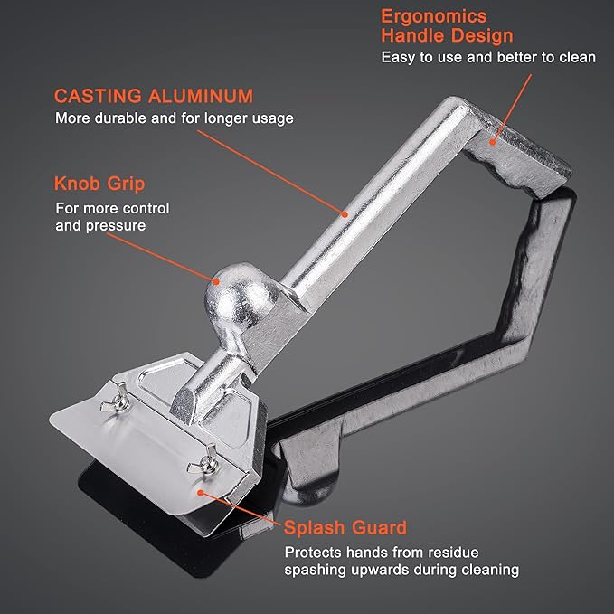 DELFINA Grill Scraper W/ 5 Blades, Heavy Duty Rust Flat Top Grill Accessories with Blade Replacements, Commercial Griddle Scraper Barbecue Grill Cleaning Tool for Restaurants, Bars, Diners