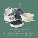 Bloomhouse - Two Time Oprah's Favorite Things Winner - 8 Piece Triply Stainless Steel Pots and Pans Cookware Set W/Grey Non Toxic Pro Ceramic Non Stick Interior