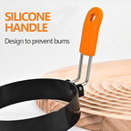 4-Pack 3.5" Egg Rings with Silicone Handles – Nonstick Round Mold for Fried Eggs, Pancakes, English Muffins – Includes Silicone Oil Brush – Ideal for Griddle, Indoor or Camping Cooking