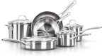 Calphalon Classic Stainless Steel Cookware Set, 10-Piece, Impact-Bonded Aluminum Base, Stay-Cool Handles